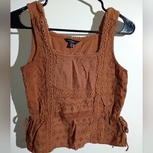 Lucky Brand Tan Lace Trim Top